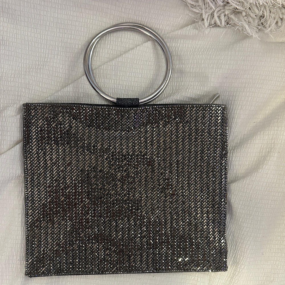 NINA Elegant Silver Handbag with Ring Handle